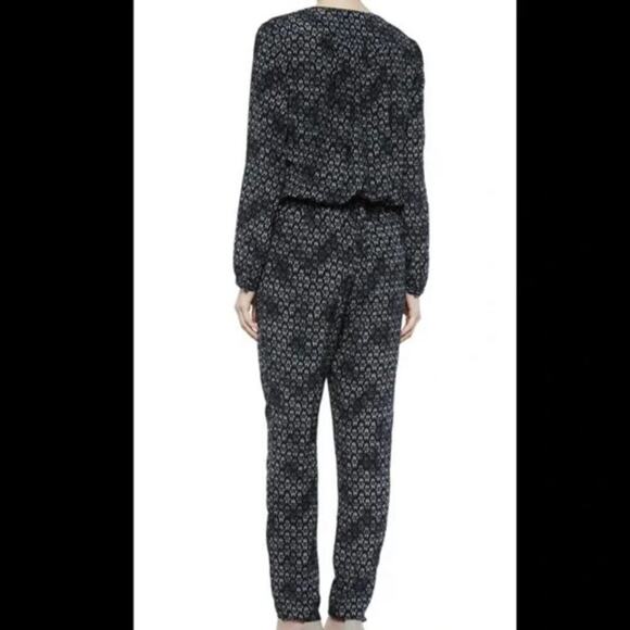 Rebecca Taylor Black Abstract Silk Printed Jumpsuit Size 8 - Picture 3 of 11